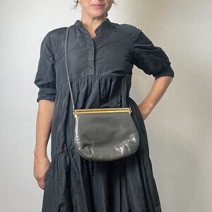 Vintage Dark Greay Clasp Purse / Clutch with Snakeskin details